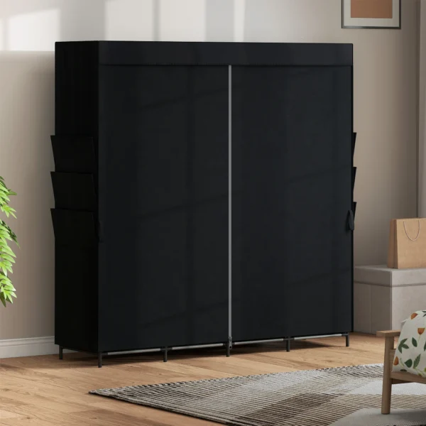Stoff Kleiderschrank, Staubdicht, Tragbar, 5 Kleiderstangen, 170 X 45 X 167 Cm, Schwarz