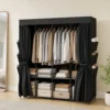 Stoff Kleiderschrank, Staubdicht, Tragbar, 5 Kleiderstangen, 170 X 45 X 167 Cm, Schwarz