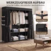 Stoff Kleiderschrank, Staubdicht, Tragbar, 5 Kleiderstangen, 170 X 45 X 167 Cm, Schwarz
