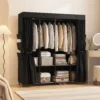 Stoff Kleiderschrank, Staubdicht, Tragbar, 5 Kleiderstangen, 170 X 45 X 167 Cm, Schwarz