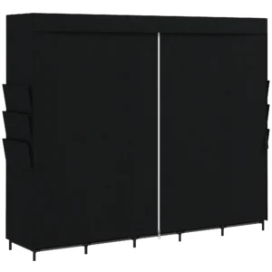 Stoff Kleiderschrank, Staubdicht, Tragbar, 5 Kleiderstangen, 212 X 45 X 167 Cm, Schwarz