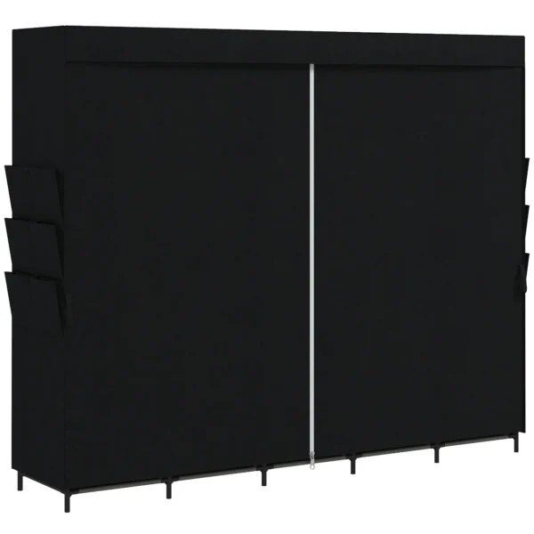 Stoff Kleiderschrank, Staubdicht, Tragbar, 5 Kleiderstangen, 212 X 45 X 167 Cm, Schwarz