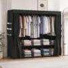 Stoff Kleiderschrank, Staubdicht, Tragbar, 5 Kleiderstangen, 212 X 45 X 167 Cm, Schwarz