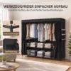 Stoff Kleiderschrank, Staubdicht, Tragbar, 5 Kleiderstangen, 212 X 45 X 167 Cm, Schwarz