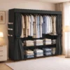 Stoff Kleiderschrank, Staubdicht, Tragbar, 5 Kleiderstangen, 212 X 45 X 167 Cm, Schwarz