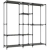 Textil Kleiderschrank, Tragbar, Werkzeuglos, Mit 3 Kleiderstangen Und 5 Ablagen, 182 X 43 X 182 Cm, Schwarz