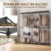 Textil Kleiderschrank, Tragbar, Werkzeuglos, Mit 3 Kleiderstangen Und 5 Ablagen, 182 X 43 X 182 Cm, Schwarz