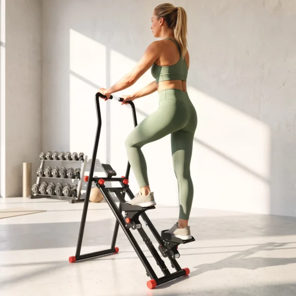 Thuis Trapstepper, Inklapbare Vertical Climber Met 3 Weerstandsniveaus, Verstelbaar Stuur En LCD monitor