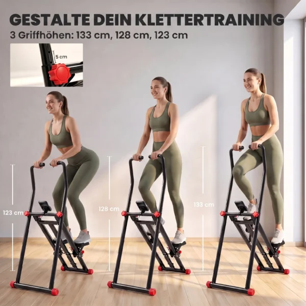 Thuis Trapstepper, Inklapbare Vertical Climber Met 3 Weerstandsniveaus, Verstelbaar Stuur En LCD monitor