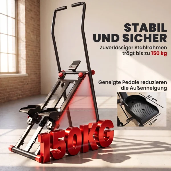 Thuis Trapstepper, Inklapbare Vertical Climber Met 3 Weerstandsniveaus, Verstelbaar Stuur En LCD monitor
