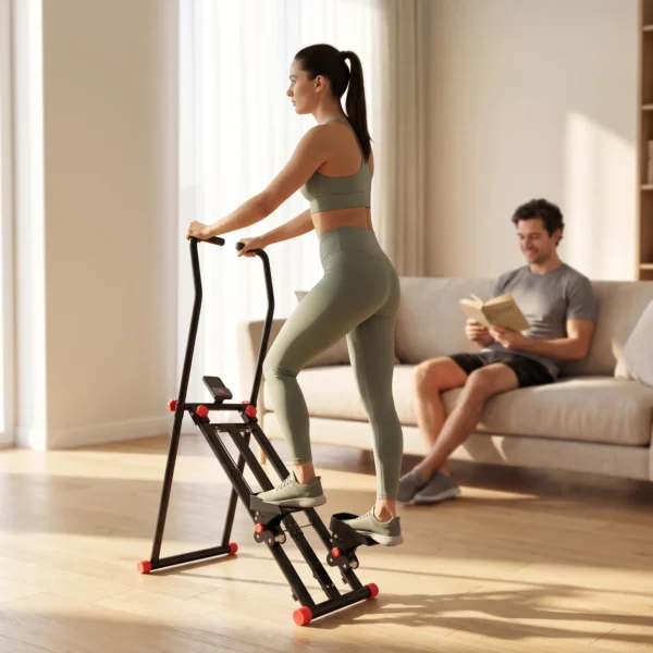 Thuis Trapstepper, Inklapbare Vertical Climber Met 3 Weerstandsniveaus, Verstelbaar Stuur En LCD monitor