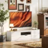 TV Lowboard, Hochglanz, Für Fernseher Bis 65'', 3 Fächer, Schublade, 160 X 38 X 43 Cm, Naturholz
