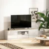 TV Lowboard, Hochglanz, Für Fernseher Bis 65'', 3 Fächer, Schublade, 160 X 38 X 43 Cm, Naturholz