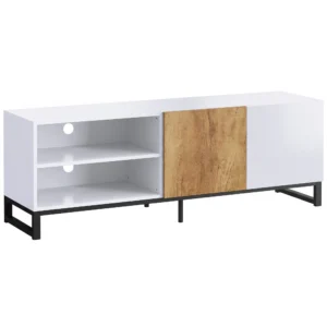 TV Schrank Für Fernseher Bis 55 Zoll, Modernes TV Lowboard Mit Verstellbaren Einlegeböden, Weiß