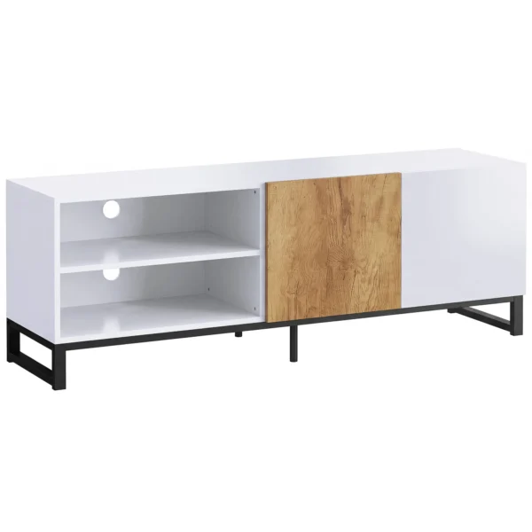 TV Schrank Für Fernseher Bis 55 Zoll, Modernes TV Lowboard Mit Verstellbaren Einlegeböden, Weiß