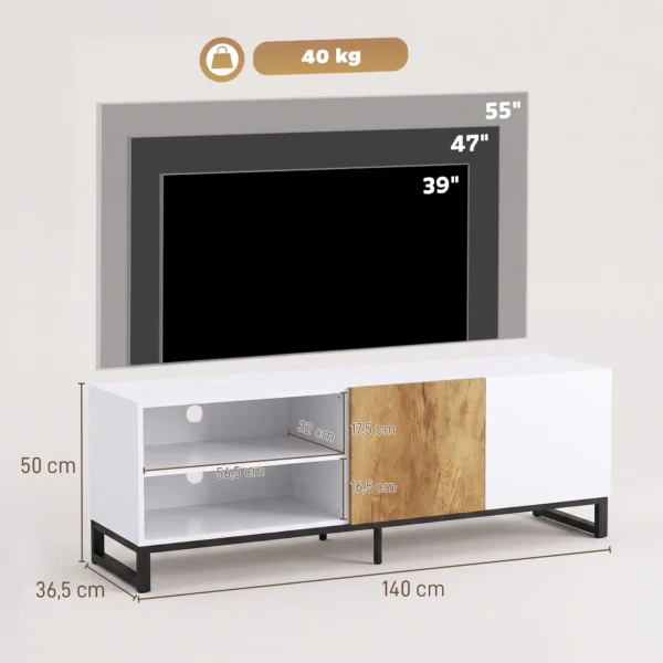 TV Schrank Für Fernseher Bis 55 Zoll, Modernes TV Lowboard Mit Verstellbaren Einlegeböden, Weiß