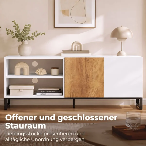 TV Schrank Für Fernseher Bis 55 Zoll, Modernes TV Lowboard Mit Verstellbaren Einlegeböden, Weiß