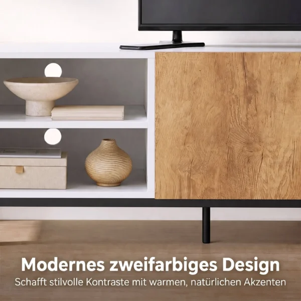 TV Schrank Für Fernseher Bis 55 Zoll, Modernes TV Lowboard Mit Verstellbaren Einlegeböden, Weiß