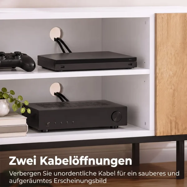 TV Schrank Für Fernseher Bis 55 Zoll, Modernes TV Lowboard Mit Verstellbaren Einlegeböden, Weiß