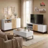 TV Schrank Für Fernseher Bis 55 Zoll, Modernes TV Lowboard Mit Verstellbaren Einlegeböden, Weiß
