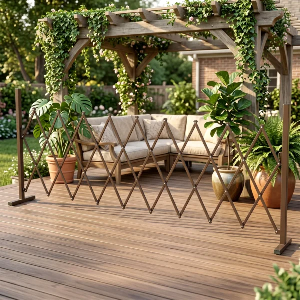 Uitschuifbaar Schaargrille 31 250cm Afscheidingsgrille Schaarsluiting Tuin Alu Bruin