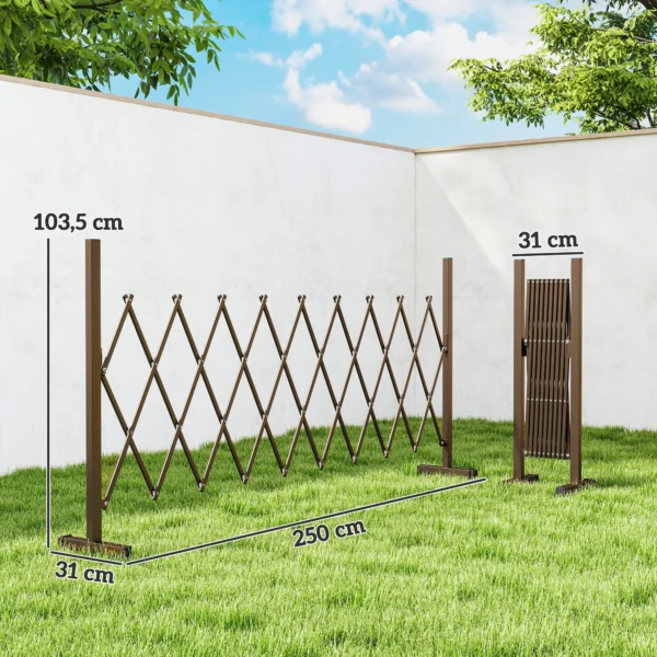 Uitschuifbaar Schaargrille 31 250cm Afscheidingsgrille Schaarsluiting Tuin Alu Bruin
