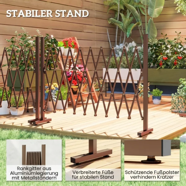 Uitschuifbaar Schaargrille 31 250cm Afscheidingsgrille Schaarsluiting Tuin Alu Bruin