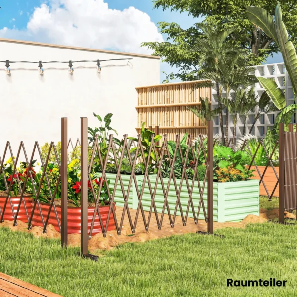 Uitschuifbaar Schaargrille 31 250cm Afscheidingsgrille Schaarsluiting Tuin Alu Bruin