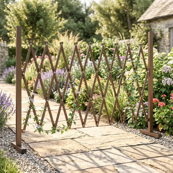 Uitschuifbaar Schaargrille 31 250cm Afscheidingsgrille Schaarsluiting Tuin Alu Bruin