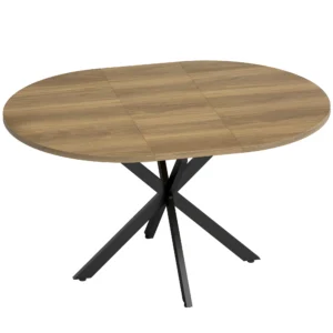 Uitschuifbare Eettafel Voor 4 6 Personen, Keukentafel In Industriële Stijl Met Spinnenpoot, Bruine Houtlook