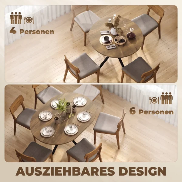 Uitschuifbare Eettafel Voor 4 6 Personen, Keukentafel In Industriële Stijl Met Spinnenpoot, Bruine Houtlook