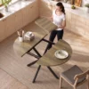 Uitschuifbare Eettafel Voor 4 6 Personen, Keukentafel In Industriële Stijl Met Spinnenpoot, Bruine Houtlook