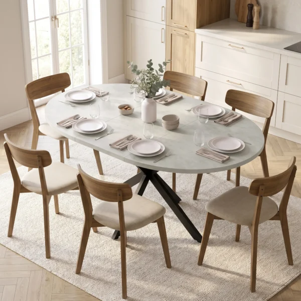 Uitschuifbare Eettafel Voor 4 6 Personen, Keukentafel In Industriële Stijl Met Spinnenpoot, Grijs