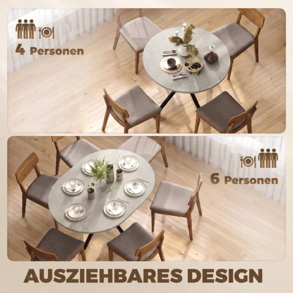 Uitschuifbare Eettafel Voor 4 6 Personen, Keukentafel In Industriële Stijl Met Spinnenpoot, Grijs