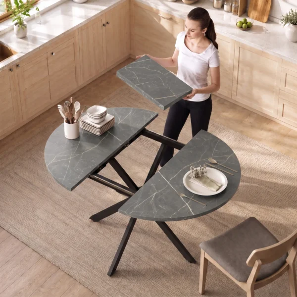 Uitschuifbare Eettafel Voor 4 6 Personen, Keukentafel In Industriële Stijl Met Spinnenpoot, Zwart