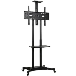 Verrijdbare TV standaard Voor 32 75 Inch Televisies, In Hoogte Verstelbare TV standaard Met 2 Planken, Metaal, Max. VESA 400x600mm