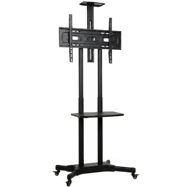 Verrijdbare TV standaard Voor 32 75 Inch Televisies, In Hoogte Verstelbare TV standaard Met 2 Planken, Metaal, Max. VESA 400x600mm