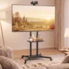 Verrijdbare TV standaard Voor 32 75 Inch Televisies, In Hoogte Verstelbare TV standaard Met 2 Planken, Metaal, Max. VESA 400x600mm