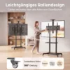 Verrijdbare TV standaard Voor 32 75 Inch Televisies, In Hoogte Verstelbare TV standaard Met 2 Planken, Metaal, Max. VESA 400x600mm