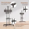 Verrijdbare TV standaard Voor 32 75 Inch Televisies, In Hoogte Verstelbare TV standaard Met 2 Planken, Metaal, Max. VESA 400x600mm