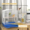Vintage ontwerp Vogelkooi Voor Kleine Vogelsoorten Incl. Accessoires 46,5 X 36 X 59 Cm Staal, Hout, Blauw+Wit