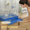 Vintage ontwerp Vogelkooi Voor Kleine Vogelsoorten Incl. Accessoires 46,5 X 36 X 59 Cm Staal, Hout, Blauw+Wit