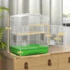 Vintage ontwerp Vogelkooi Voor Kleine Vogelsoorten Incl. Accessoires 46,5 X 36 X 59 Cm Staal, Hout, Wit+Groen