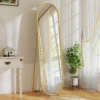 Volledige Lichaamsspiegel, Ovale Vorm, Vrijstaand, Metalen Frame, 50x180cm, Goud