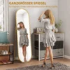 Volledige Lichaamsspiegel, Ovale Vorm, Vrijstaand, Metalen Frame, 50x180cm, Goud