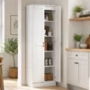 Voorraadkast 175 Cm Met Opbergruimte, Keukenkast Met Soft close Deuren En Verstelbare Legplanken, Wit