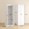 Voorraadkast 175 Cm Met Opbergruimte, Keukenkast Met Soft close Deuren En Verstelbare Legplanken, Wit