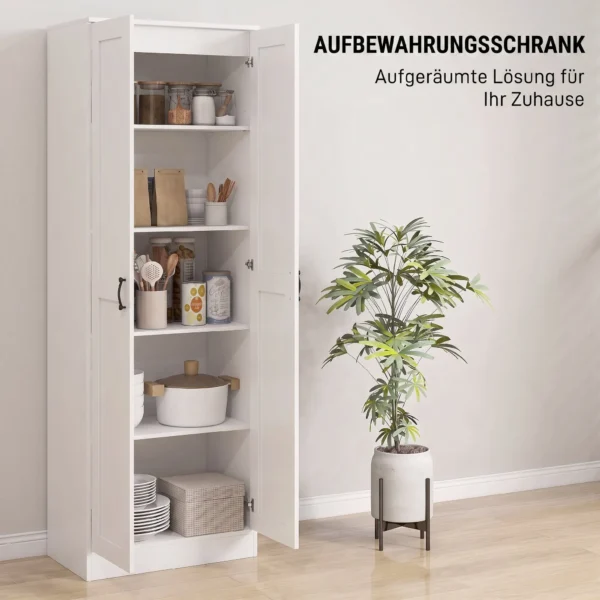 Voorraadkast 175 Cm Met Opbergruimte, Keukenkast Met Soft close Deuren En Verstelbare Legplanken, Wit