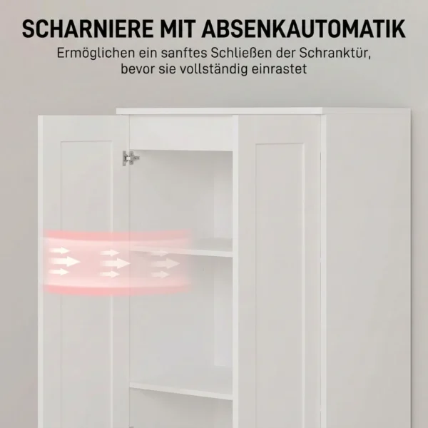 Voorraadkast 175 Cm Met Opbergruimte, Keukenkast Met Soft close Deuren En Verstelbare Legplanken, Wit