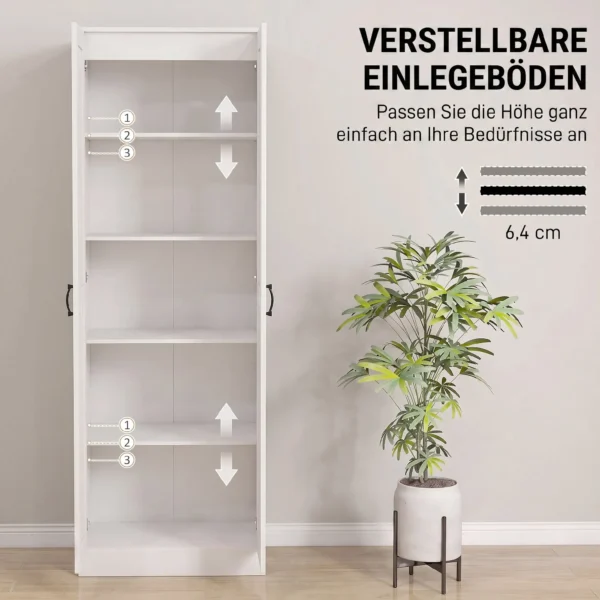 Voorraadkast 175 Cm Met Opbergruimte, Keukenkast Met Soft close Deuren En Verstelbare Legplanken, Wit